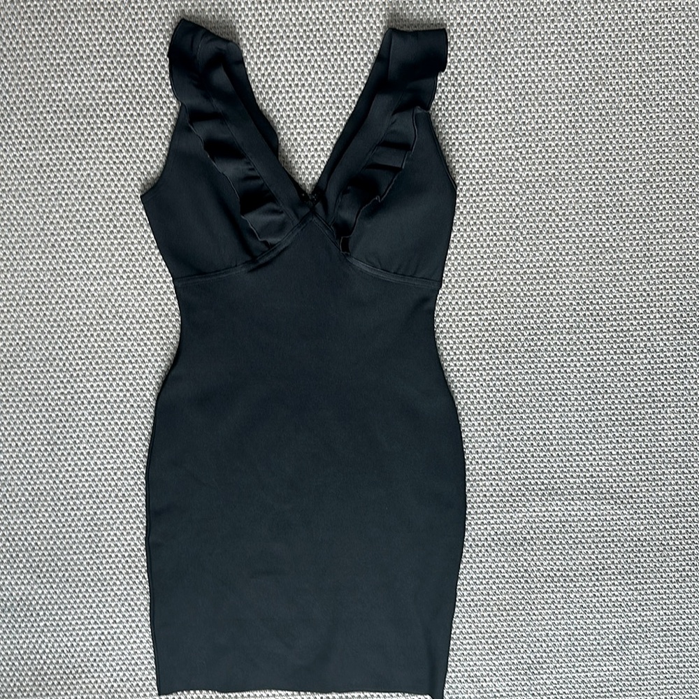AQUA black ponte knit dress size S